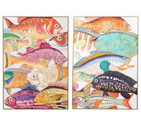 Kare Design quadro con cornice Fish Meeting (2/Set), multicolore, 50x40 cm, motivo mare, pesci, decorazione pareti con dettagli dipinti a mano, design allegro, per cucina, soggiorno, corridoio