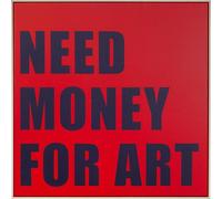 Kare Design Quadro con cornice Need Money, rosso/blu, tela con frase, stampa con scritta, stile pop art, industrial, minimalsita, 80x80 cm