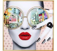 Kare Design Quadro con cornice Time Square View, multicolore, quadrato, stampa su carta, motivo iconico New York, 80x80 cm