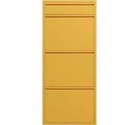 Kare Design scarpiera Caruso 3 plus 1, giallo, 3+1 anta basculanti per max. 6 paia, conservazione oggetti, salvaspazio, 119x50x15cm, corridoio, ingresso, stile minimalista, design e praticità