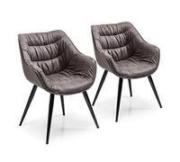 Kare Design Sedia con Braccioli Thelma, Grigio, (2/Set), Altezza Seduta 46cm, Similpelle