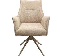Kare Design Sedia girevole Liverpool, Greige, altezza seduta 49 cm, sedia da pranzo, sedia imbottita, con braccioli, girevole, soggiorno, 90 x 64 x 61 cm (altezza x larghezza x profondità)