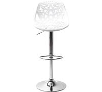 Kare Design Sgabello da Bar Ornament Bianco, 85/107x45x50cm, Regolabile Altezza Seduta 57-79cm, Girevole 360°, Bar, Zona Living, Cucina, Sala da Pranzo, Soggiorno