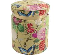 KARE Design sgabello Flower Fever, multicolore, diametro 39cm | sfondo giallo, altezza seduta 47 cm, rotondo, per divano, camera da letto, pouf
