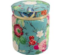 Kare Design sgabello Flower Fever, multicolore, sfondo azzurro, rotondo, diametro 39cm, per divano, camera da letto, pouf, altezza seduta 47 cm