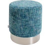 KARE Design Sgabello imbottito High Silber, celeste, diametro 39 cm | tondo, pouf per divano, poggiapiedi per poltrona, stile minimalista, soggiorno, corridoio