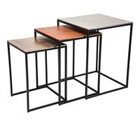 Kare Design Tavolini d`Appoggio Loft Square Vintage (3/Set), Oro/Argento/Bronzo, Grande 52x41x41cm, Medio 48x36x36cm, Piccolo 43x31x31cm, Stile Retrò