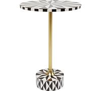 KARE Design tavolino d`appoggio Domero Star, marrone/bianco, tondo, diametro 40, moderno grafico, legno massello, soggiorno, corridoio, stanza da letto, per piante, 60 x 40 x 40 cm (A/L/P)