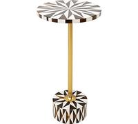 KARE Design tavolino d`appoggio Dormero Star, marrone/bianco, tondo, diametro 25, stile moderno grafico, legno massello, soggiorno, corridoio, stanza da letto, per piante, 50 x 25 x 25 cm (A/L/P)