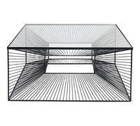 Kare Design Tavolino da Caffé Dimension, Nero/Vetro Trasparente, 80X80 cm, Tavolino per Divano, Soggiorno, Fatto a Mano, Stile Grafico ottimo, Vetro Temperato di Sicurezza
