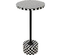 Kare Design tavolino da caffè Dromero Chess, nero/bianco, diametro 25cm, tavolino soggiorno/divano, piccoli spazi, design scacchi, stanza da letto, sala da pranzo, corridoio, 50x25x25cm (A/L/P)