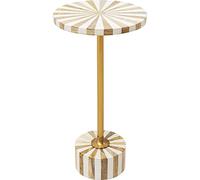 Kare Design tavolino da caffè Dormero Cirque, oro/bianco, diametro 25cm, tavolino soggiorno/divano, piccoli spazi, design scacchi, stanza da letto, sala da pranzo, corridoio, 50x25x25cm (A/L/P)