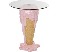 Kare Design tavolino da caffé Icecream, beige/rosa, rotondo, per soggiorno, sala, cameretta, arredo ragazzi divertente, stile pop art, 73x60 cm