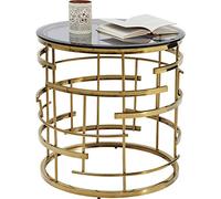 Kare Design tavolino da caffè Jupiter Gold, oro/vetro colorato, Ø55cm, corridoio, bagno, commodino, divano