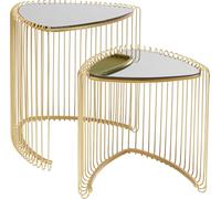 Kare Design tavolino da caffè Wire Gold (2/Set), oro/vetro, tavolino divano, triangolare, metallo, comodino, stanza da letto, sala da pranzo/d`attesa, stile moderno/linee semplici, 51x47x44cm (A/L/P)