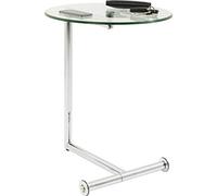 Kare Design Tavolino D'Appoggio Easy Living, Trasparente/Argento, 62X 46X51, Tondo, Stile Minimalista, Piccoli Spazi, Stile Moderno, Camera Da Letto O Salotto