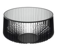 KARE Design tavolo da divano Corinne, nero/vetro, rotondo, diametro 80 cm, acciaio inox, per soggiorno, lounge, sala d`attesa, 42x80x80 cm