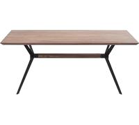 Kare Design tavolo Downtown, marrone, rettangolare, legno massello noce, 4-6 persone, sala da pranzo/cucina/sala riunione/studio, stile industrial/stile moderno/naturale 180x90x78 (A/L/P)
