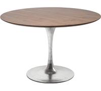 Kare Design Tavolo Invitation Set, Marrone/Argento, Diámetro 120 cm, 4-6 personas, rotando, robusto, legno di noce, acciaio, design retrò, salón