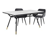 Kare Design tavolo South Beach, similmarmo e nero, 160x90cm, fino a 6 persone, rettangolare, vetro acciaio verniciato, anche per spazi ristretti