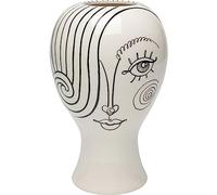 Kare Design vaso Favola Lady, argento, sagoma faccia feminile, portafiori, centrotavola, soggiorno, sala da pranzo, studio, decorazione casa, stile romantico, 30cm (A)
