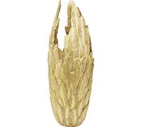 Kare Design vaso Feathers Gold, oro, rilievo piume, vaso da terra XXL, portafiori, centrotavola, sala, corridoio, studio, stile glam, stile elegante, 91cm (A)