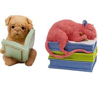 Kare Fermalibri di design per animali domestici, 2 pezzi, multicolore, motivo animali, rivestimento antiscivolo, soggiorno, per bambini, decorazione per scaffali o credenze, 15 x 11 x 15 cm (altezza x