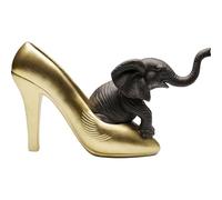 Kare Figura decorativa di design, elefante Shoe Fetish, oro/nero, elefante, dipinta a mano, pezzo unico, design animale, oggetto decorativo per soggiorno, scaffali, idea regalo, 19 x 34 x 9 cm