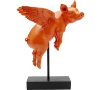 Kare Figura decorativa di design Flying Pig, arancione, oggetto decorativo, accessorio per la casa, maiali, motivo animali, 29 x 16 x 40 cm (altezza x larghezza x profondità)