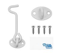 Kare & Kind 1 chiusura a gancio e occhiello (10,2 cm), con viti di montaggio, serrature resistenti per porte, cancelli, fienili, bagni, cabine, materiale antiruggine verniciato a polvere, per