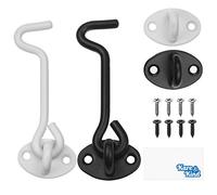 Kare & Kind 2x Serratura per Porte da Fienile (4 pollici) - Chiusura robusta con Gancio e Occhiello per Porte, Cancelli, Fienili, Bagni, Capanni - Rivestimento in Polvere Antiruggine - Per Sicurezza