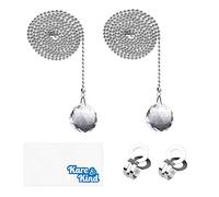Kare & Kind Catenelle con Sfera di Cristallo per Ventilatore a Soffitto e Luce - 2x Set di Catenelle con Sfera di Cristallo - Elegante Sfera di Cristallo con Catenella 1M - Per Ventilatori da Soffitto