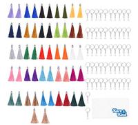 Kare & Kind Set da 52 portachiavi con Nappe - Set di Nappe Morbide Setose che Includono un Portachiavi - per Artigianato, Portachiavi Fai-da-te, Orecchini Fatti a Mano, Collane