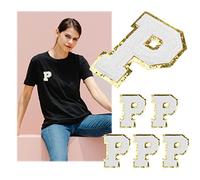 Kare & Kind Toppe Termoadesive Lettere- Toppe per Ricamo in Ciniglia Alfabeto A-Z - Fissaggio a Cucito/Ferrod a Stiro per Indumenti, Camicie, Uniformi, Abiti, Giacche, Borse, Cappelli