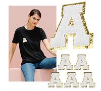 Kare & Kind Toppe Termoadesive Lettere- Toppe per Ricamo in Ciniglia Alfabeto A-Z - Fissaggio a Cucito/Ferrod a Stiro per Indumenti, Camicie, Uniformi, Abiti, Giacche, Borse, Cappelli