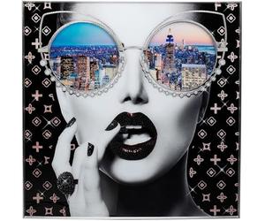 Kare Quadro da parete di design NY View, colorato, quadrato, con elementi decorativi, vetro di sicurezza, stampa fotografica, arte da parete, New York City, glamour, camera da letto, soggiorno, carta,
