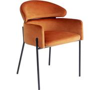 Kare Sedia con braccioli Alexia Velvet arancione, in legno, 78 x 54 x 61 cm