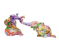 Kare Set di 2 statuine decorative di design con elefanti zirkus, multicolore, statua moderna di animali, idea regalo, accessori decorativi, decorazione per la casa, soggiorno, camera da letto, 22 x 19