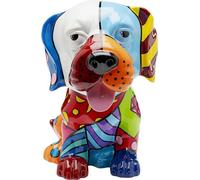 Kare Statuetta decorativa a forma di cane patchwork, multicolore, oggetto decorativo, dipinto a mano, pezzo unico, 35 x 31 x 25 cm (altezza x larghezza x profondità)