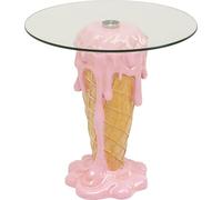 KARE Tavolino di design gelato, diametro 48 cm, moderno, in vetro di sicurezza, idea regalo, comodino rotondo, decorazione per la casa, soggiorno, ufficio, corridoio
