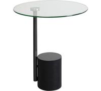 Kare Tavolino di design Tori, nero, diametro 46 cm, design moderno, rotondo e stabile, tavolino da salotto, in vetro, acciaio, base in marmo, 53 x 46 x 46 cm (altezza x larghezza x profondità)
