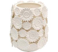Kare Vaso di design con girasoli, bianco, vaso decorativo, vaso di fiori, girasoli, soggiorno, corridoio, altezza 30 cm