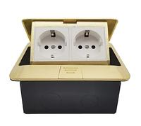 karedle oard Presa da incasso a 2 scomparti, 2 prese, presa a scomparsa, presa a pavimento, ammortizzazione, per pavimento, tavolo, ufficio, piano di lavoro, ristorante, oro