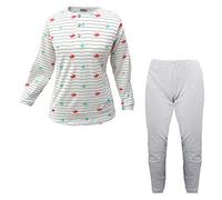 karel Pigiama Lungo Donna in Cotone VANUE' Art. 6577 (L, Bianco/Grigio)