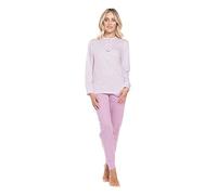KAREL PIU' Pigiama da Donna in 100% Cotone (8033PLD) (Rosa Chiaro/Rosa Polvere, L)