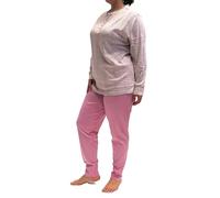 KAREL PIU' Pigiama Donna Invernale in Cotone Caldo Interlock 100%. Taglie Over Size. Camicia da Notte. Pigiama Lungo Due Pezzi Aperto o Chiuso (IT, Testo, 4XL, Regular, Regular, 022 Rosa)