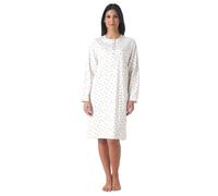 KAREL PIU' Pigiama Donna Invernale in Cotone Caldo Interlock 100%. Taglie Over Size. Camicia da Notte. Pigiama Lungo Due Pezzi Aperto o Chiuso (IT, Testo, 4XL, Regular, Regular, 007 Panna)