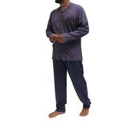 KAREL PIU' Pigiama Uomo Invernale in Cotone Caldo Interlock 100%. Taglie Over Size. Pigiama Lungo Due Pezzi Aperto o Chiuso (IT, Testo, 3XL, Regular, Regular, 102 Blu)