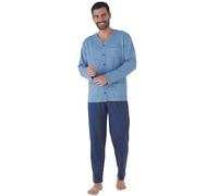 KAREL PIU' Pigiama Uomo Invernale in Cotone Caldo Interlock 100%. Taglie Over Size. Pigiama Lungo Due Pezzi Aperto o Chiuso (IT, Testo, 3XL, Regular, Regular, 102 Avion)