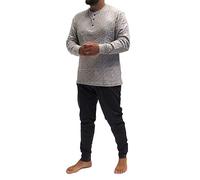 KAREL PIU' Pigiama Uomo Invernale in Cotone Caldo Interlock 100%. Taglie Over Size. Pigiama Lungo Due Pezzi Aperto o Chiuso (IT, Testo, 4XL, Regular, Regular, 117 Grigio)
